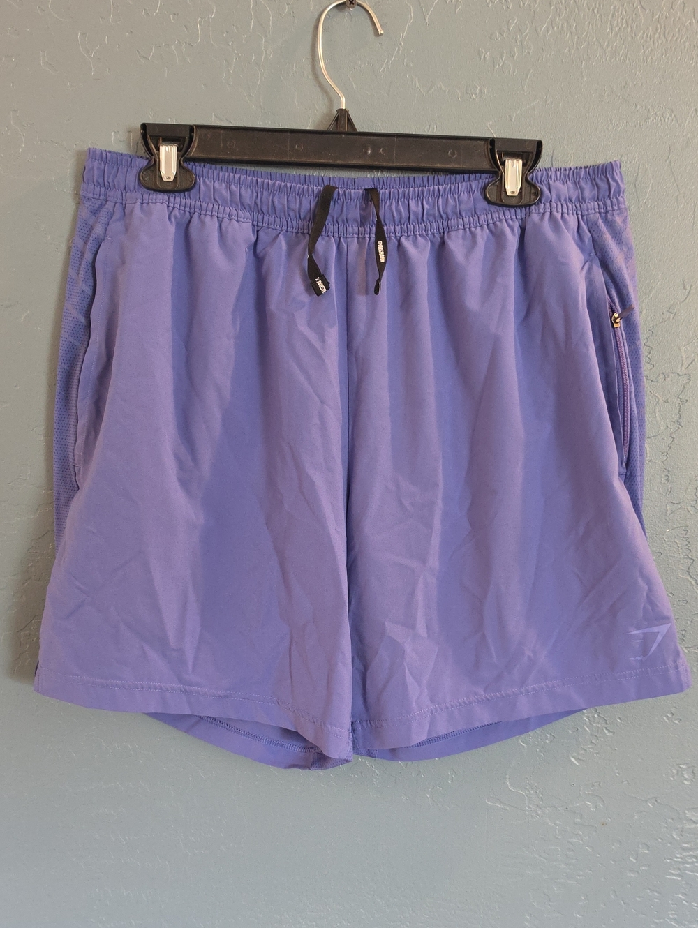 Gymshark Lavender Athletic Shorts with Black Drawstring